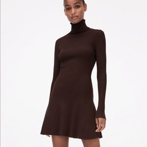 Zara High Collar Knit Dress Brown NWT